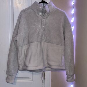white fuzzy jacket